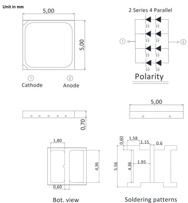 Mechanical Drawing - Luminus Devices MP-5050-240P High-Power LEDs